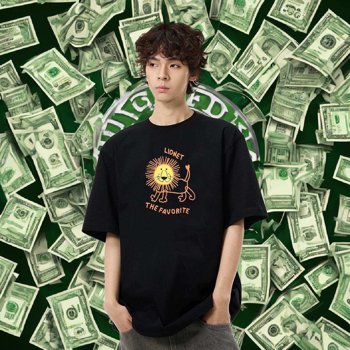 Soft Couples T Shirts 230g Pure Cotton Street Wear lion DIY Logo Oversized Breathable Crew Neck Fashion Mens T Shirts Top Tees