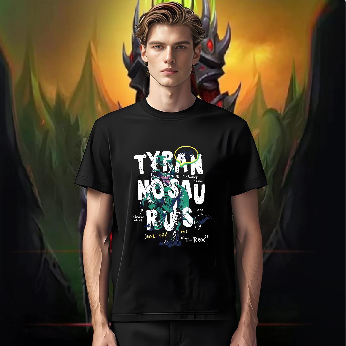 Customized T shirt 230g Cotton dinosaur Street Wear Tops Breathable Classic Men Tops Tees Skull