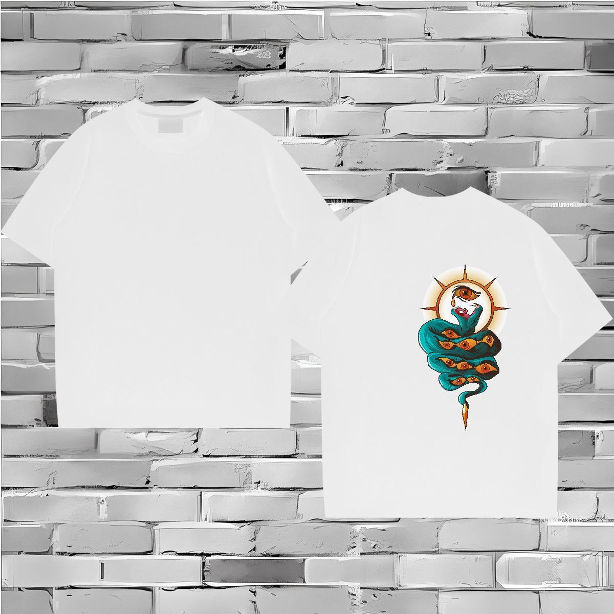 2024 Summer T-Shirts for Men 230g Pure Cotton snake Beach Tops Shirt Short Sleeve Soft Loose Men Clothes T-Shirt Cartoon Printing L-4XL