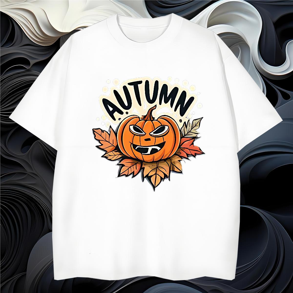 T shirt 100% Cotton 230g halloween Hip Hop Street Pure Cotton Anime Print Men Clothes T-Shirt Casual New Loose Tops