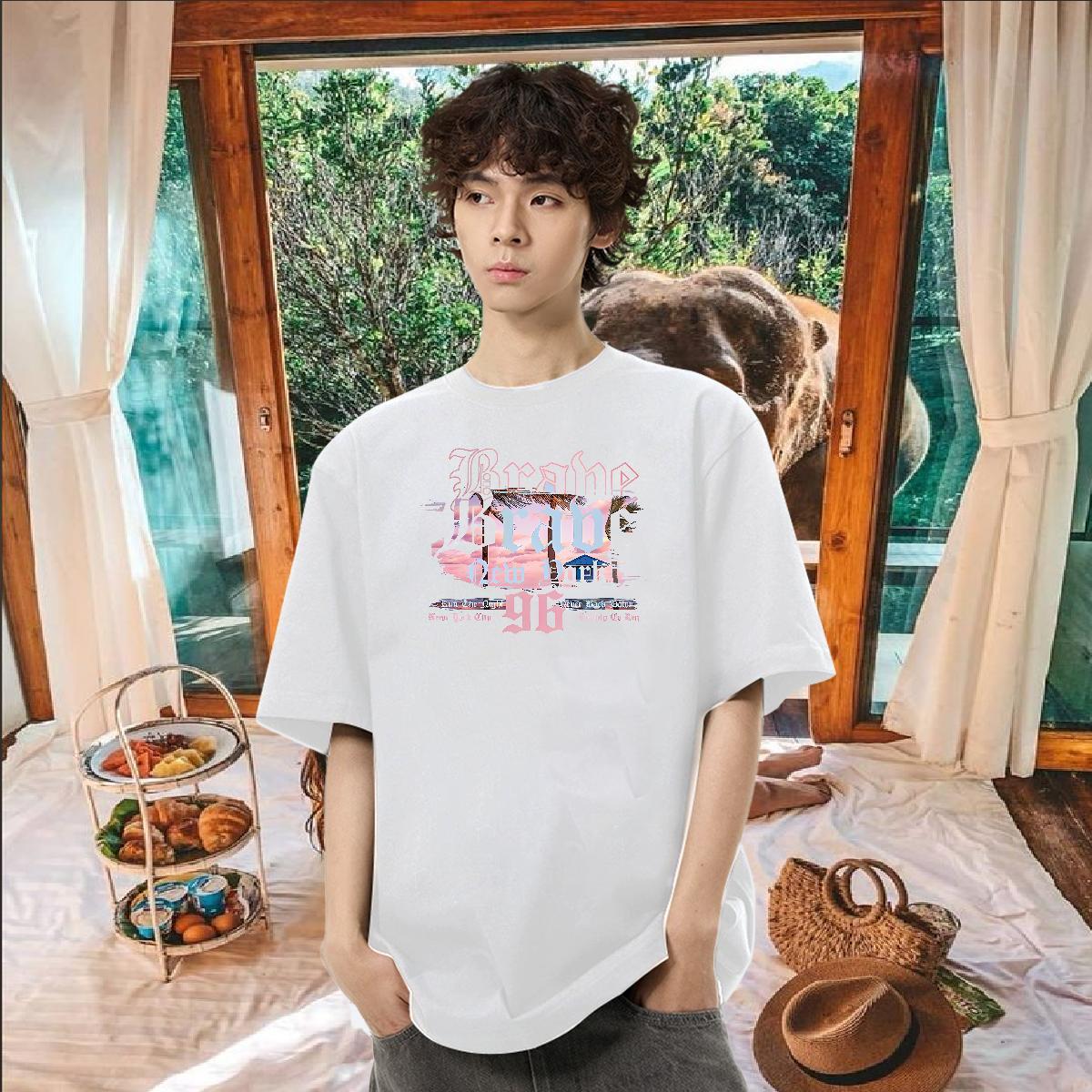 Customized T-Shirts for Men 230g 100% Cotton tree Summer Casual Tops Shirt Pure Cotton High Quality Tshirts Plus Size Cartoon