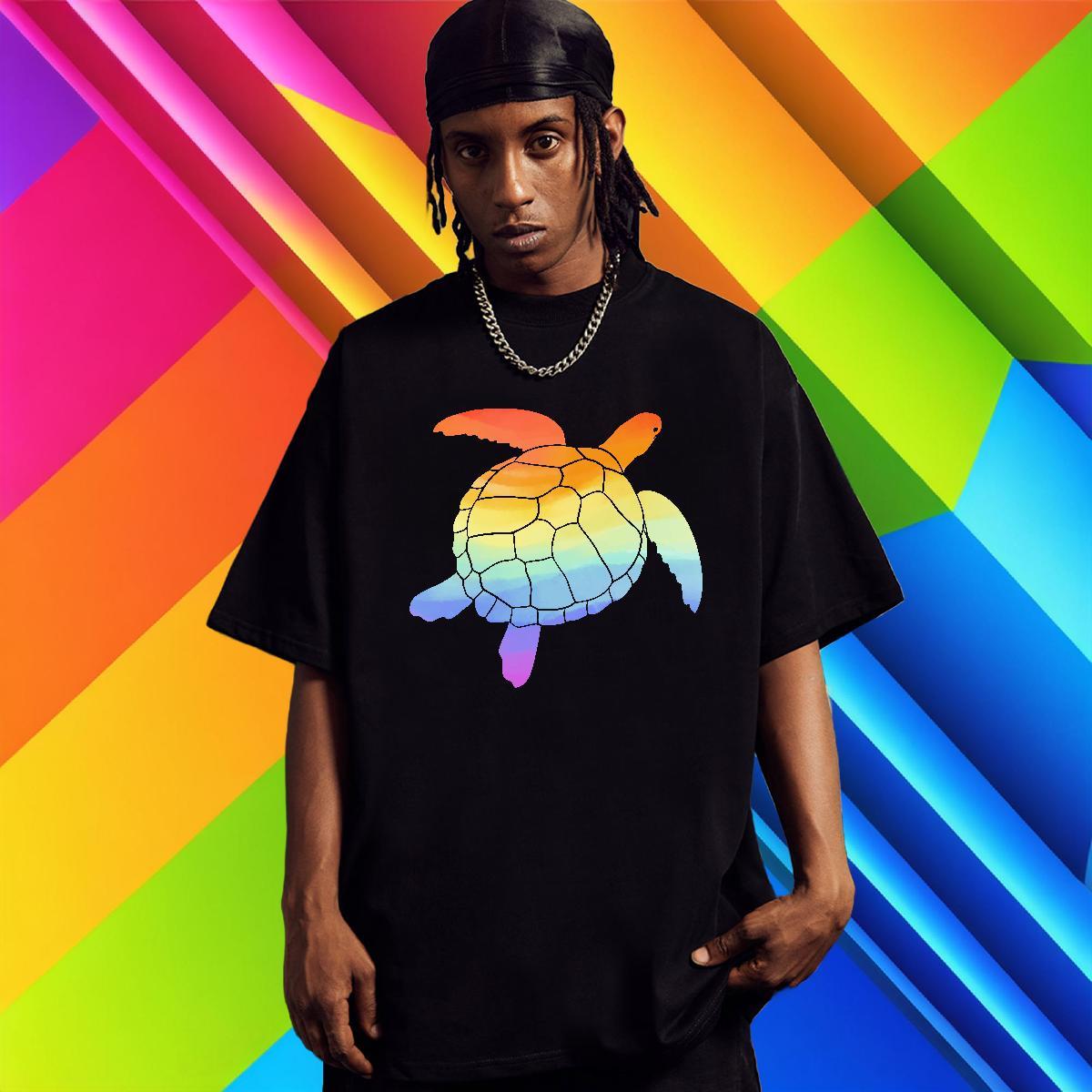 Brand Tshirt for Man Woman 100% Cotton 230g Street tortoise Cartoon Print Crew Neck 2024 Summer T Shirts Men Tops