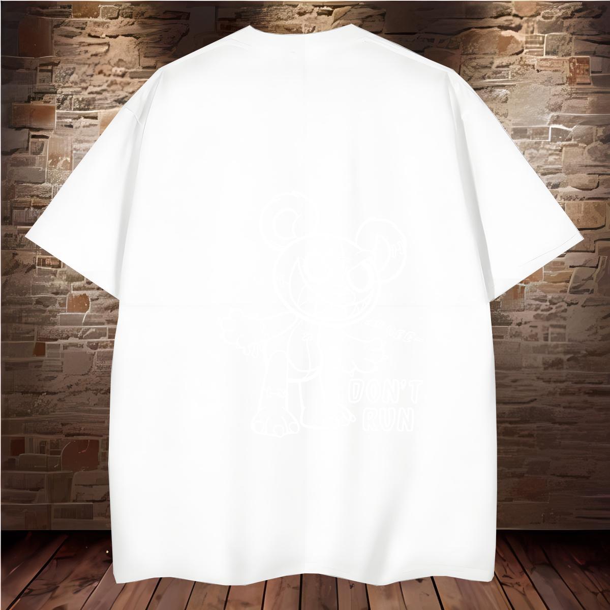 Custom Mens T Shirts 230g Cotton bear Anime Printing Street Tees Shirts Breathable Short Sleeve Loose Fit Men Tops Tees Custom Anime