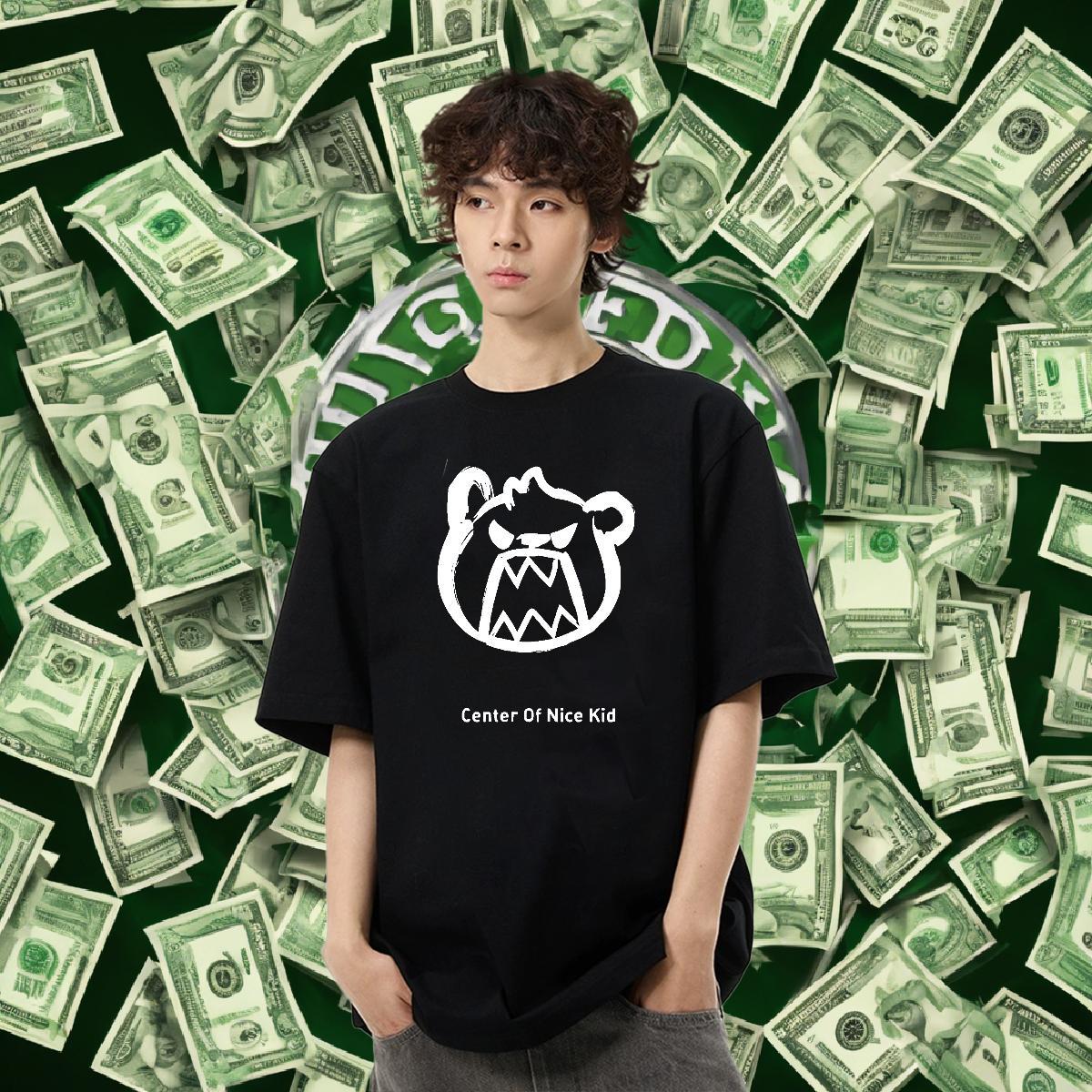 Unisex Men Tops Tees 230g 100% Cotton Sport bear Anime Print Breathable Soft Classic T Shirts Men Tops Shirt