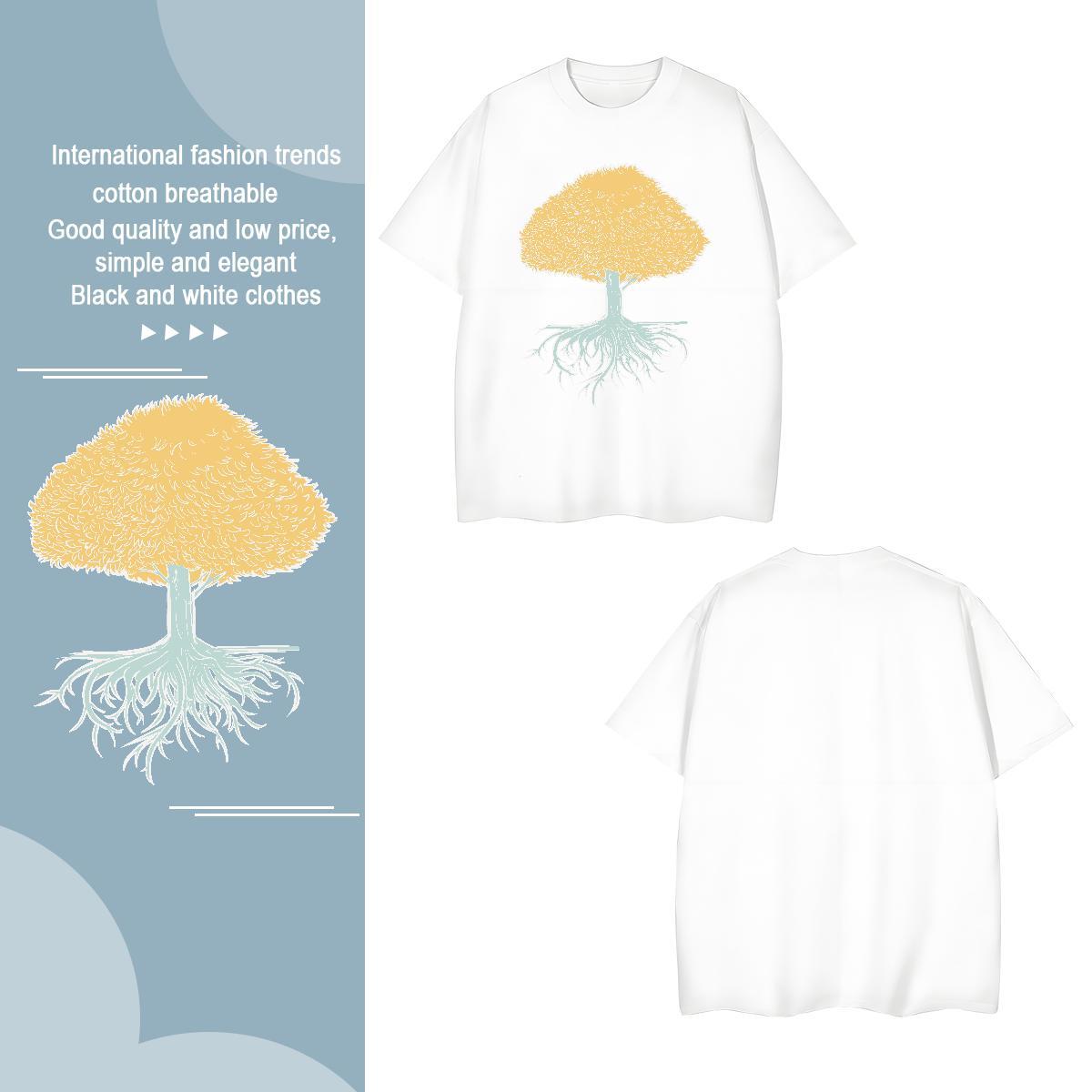 Mens T Shirts 230g 100% Cotton tree Anime Printing Street Breathable Crew Neck Custom Anime Men Tops Tees Classic Wholesale Clothes