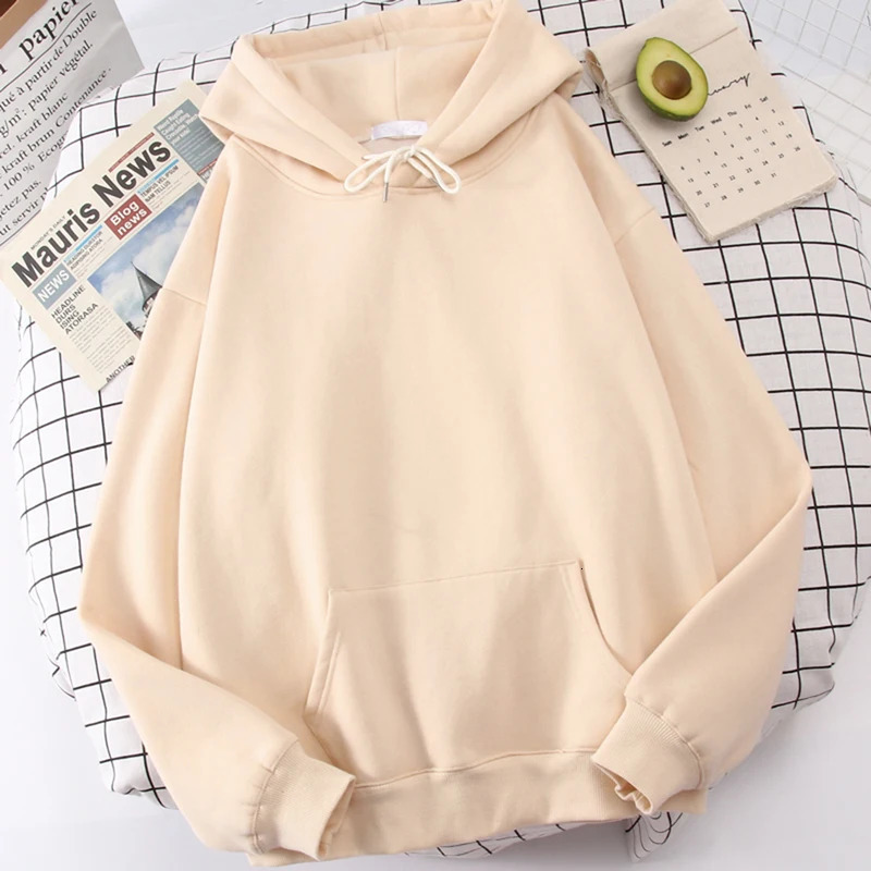Autumn Casual Womens Solid Hoodie Comfortable Strecth Sweatshirts Loose Pocket Warm Clothes Fashion Street Female Pullovers 240806