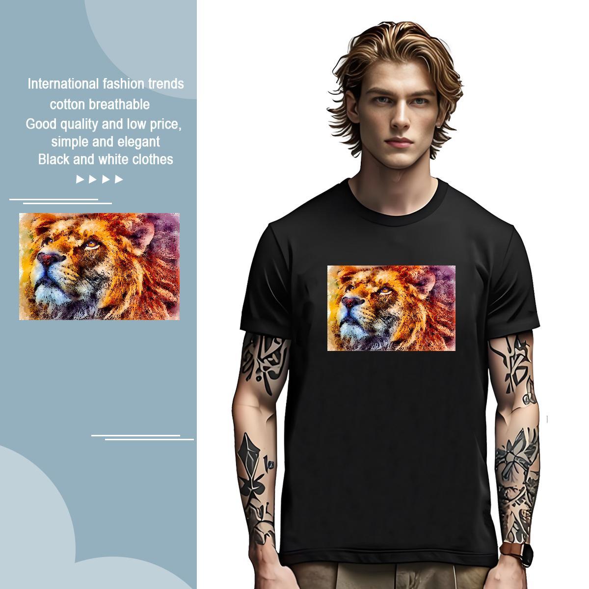 Cool Tshirts 230g 100% Cotton tiger Man T Shirts Casual Breathable Short Sleeve Anime Print Customized Polos