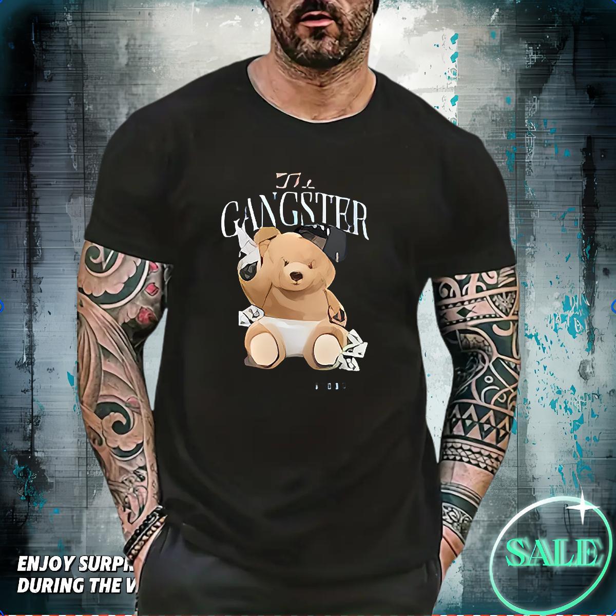 Custom T shirt 230g Pure Cotton bear Outdoor Clothings Breathable Short Sleeve Loose Fit Couples T Shirts DIY