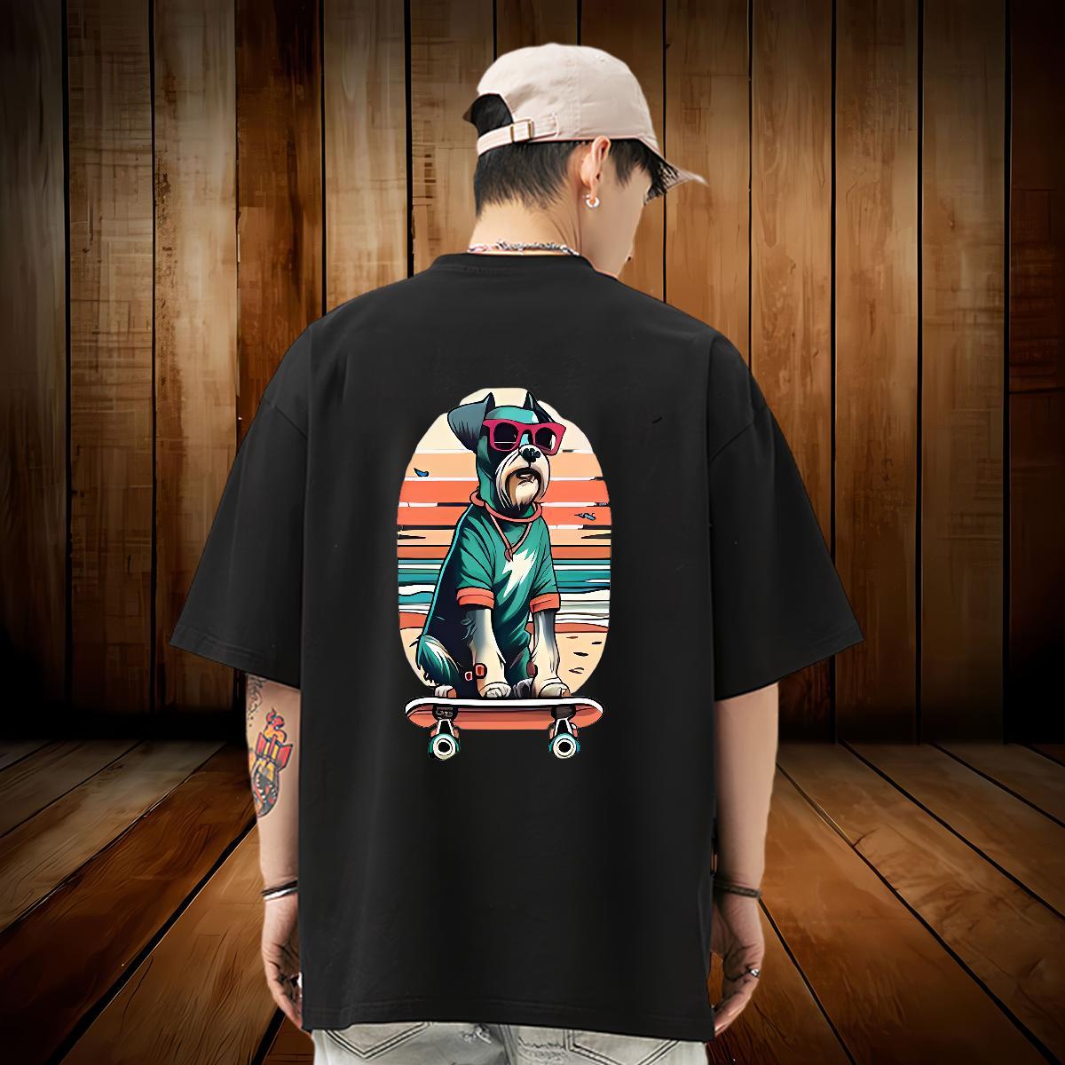 2024 Men T Shirts 230g Cotton dog Summer Casual Tshirts Breathable Short Sleeve Classic Men Tshirts Oversized