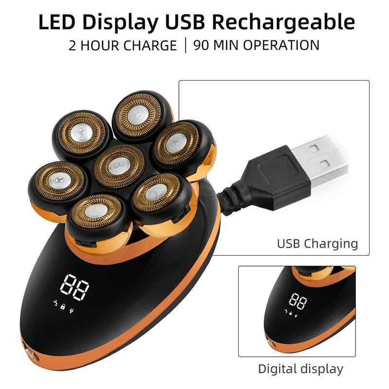 New Shaver For Men 7D Independently 7 Cutter Floating Head Rechargeable Waterproof Electric Razor Multifunction Trimmer For MenXJ240806