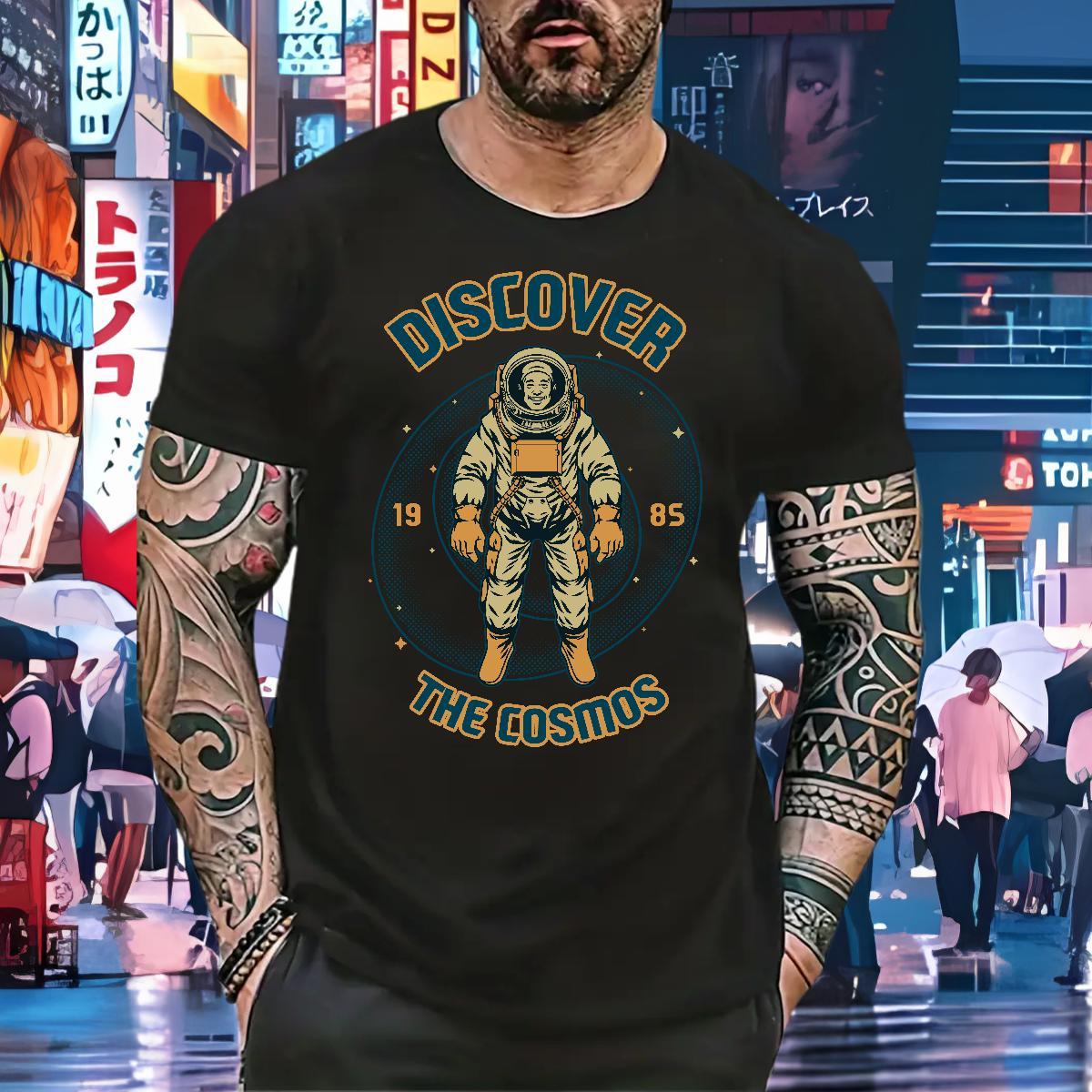 T Shirt For Man 230g Pure Cotton planet Home Outdoor Breathable Short Sleeve Black White Men Tops Tees Fashion New Unisex Wear