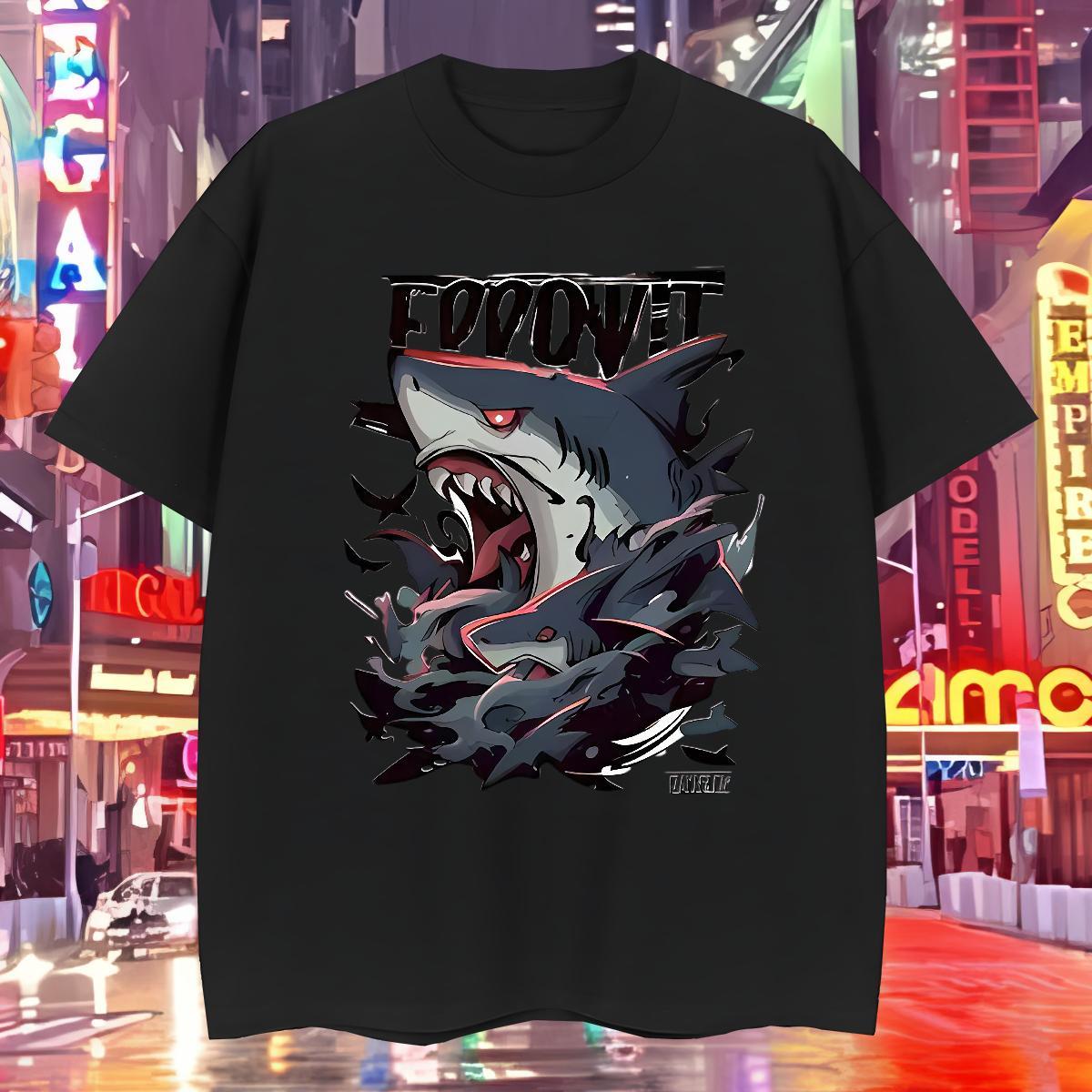 Men T Shirts 100% Cotton 230g shark Street Wear Short Sleeve O-Neck Custom Big Size Men Tshirts Wholesale Unisex Tops Shirt