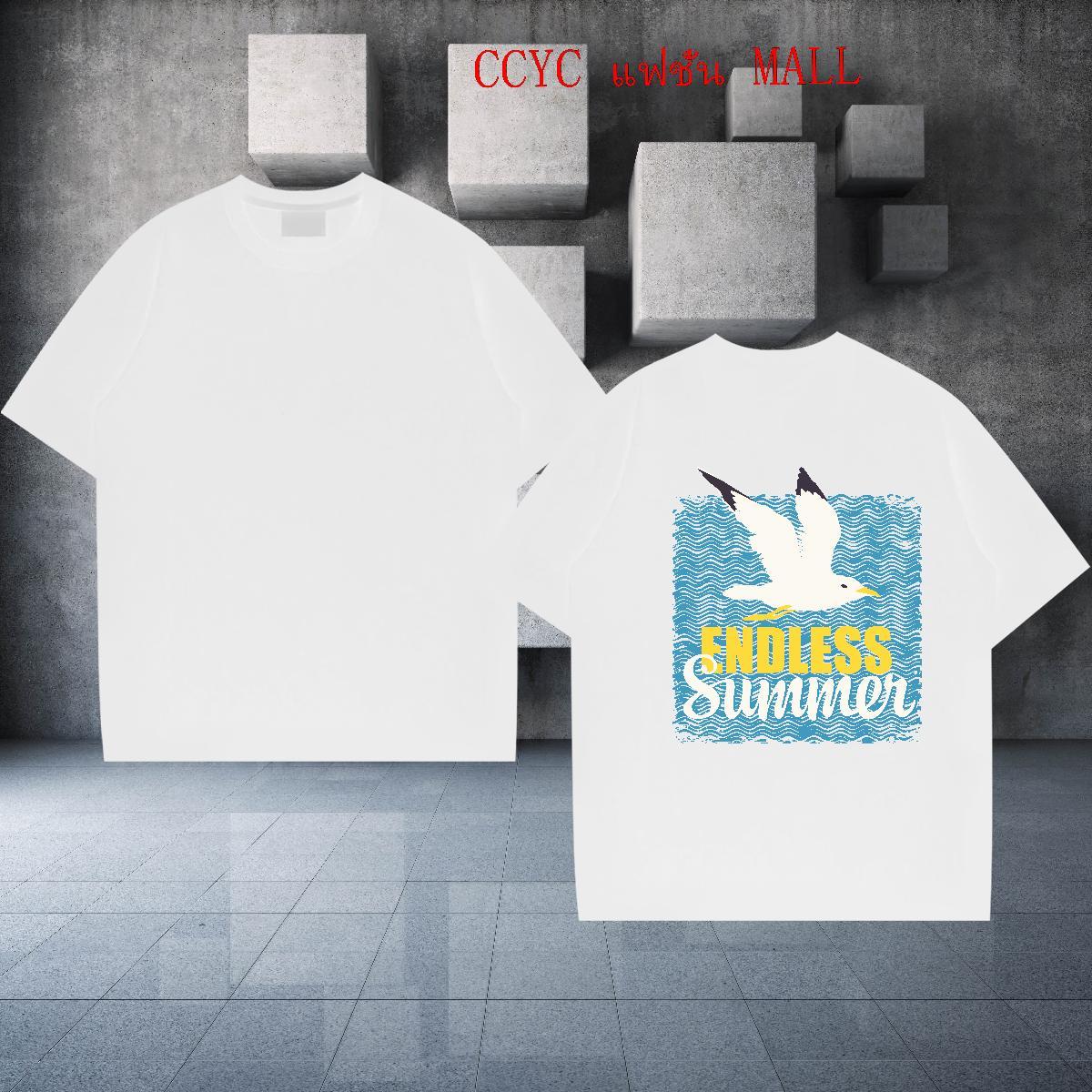 Casual New Men T Shirts 230g Cotton bird High Street Hip Hop Top Tees Breathable Loose Tshirts Black White