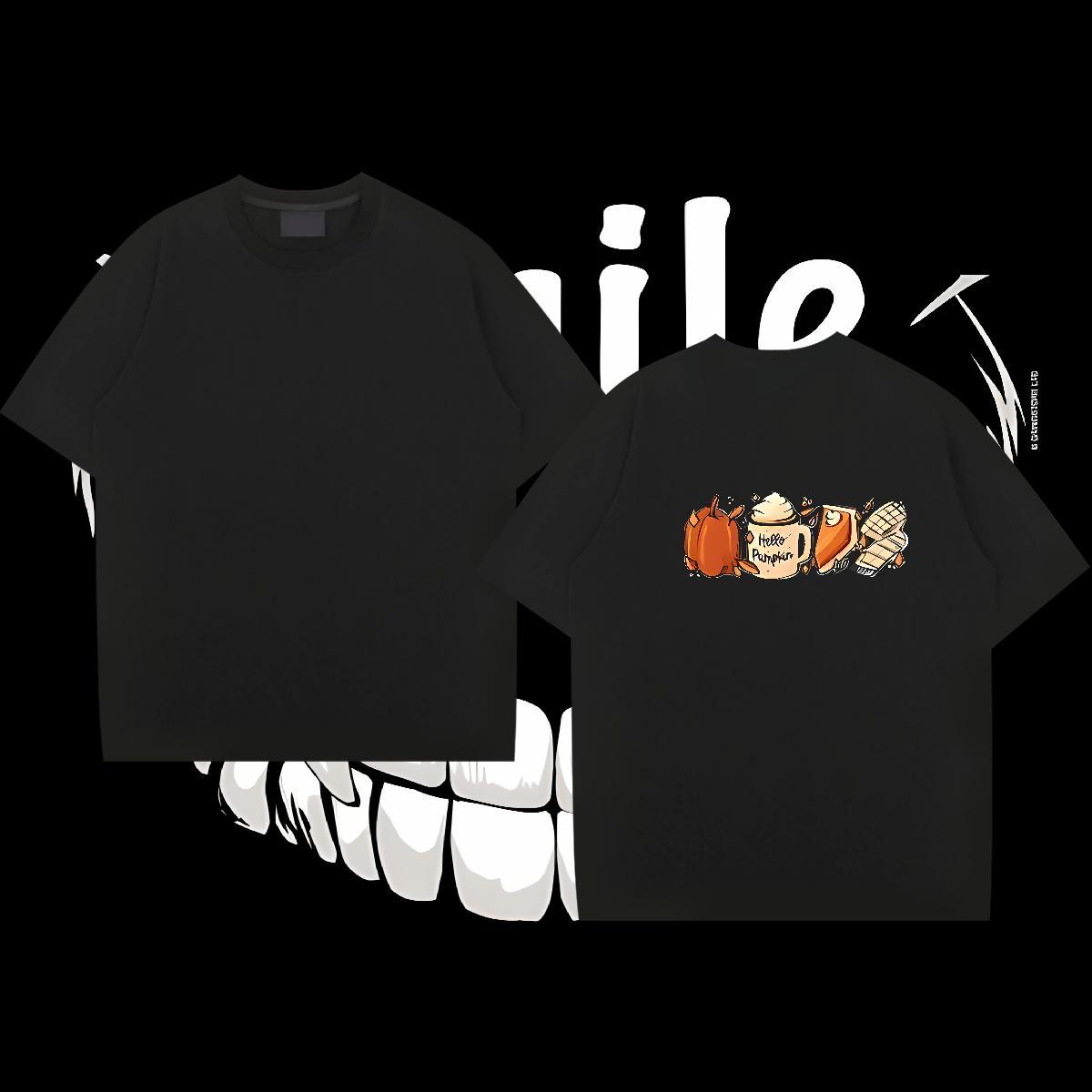 Casual New Mens T Shirts 230g Pure Cotton food Street Tees Breathable Short Sleeve Unisex Men Tops Tees Cartoon Printing L-4XL