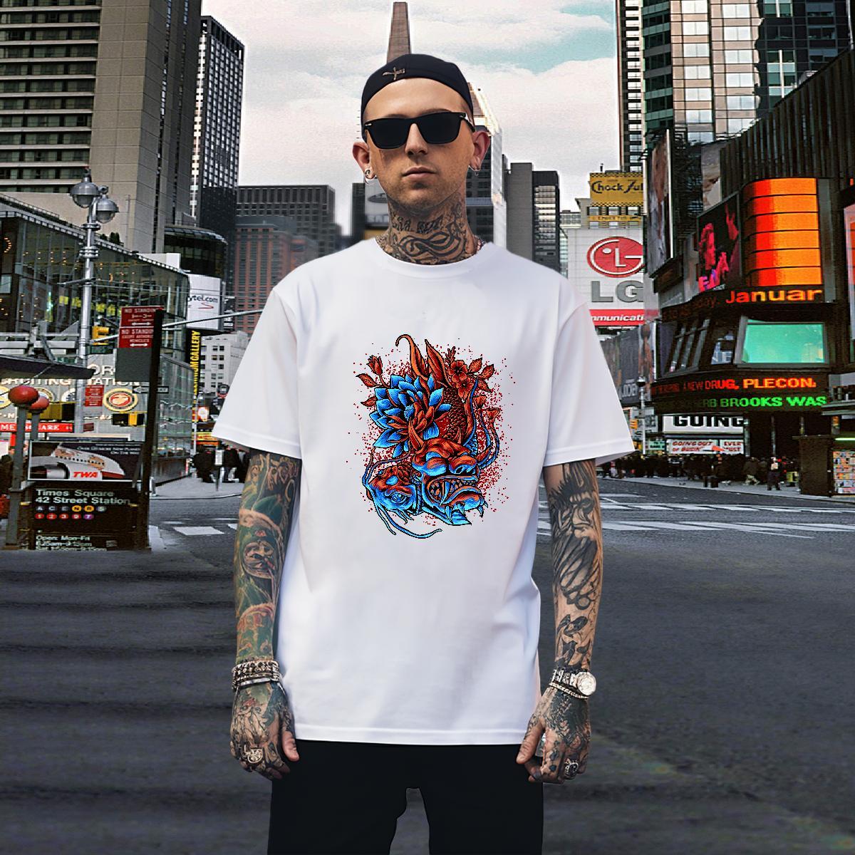 T Shirts Men 230g Cotton Sports Casual Short Sleeve O-Neck White Plus Size Men Tshirts New Designer Soft Clothes