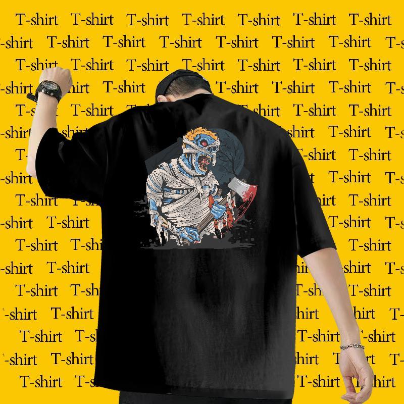 2024 Mens T Shirts 230g Cotton Halloween Beach Clothes Breathable Short Sleeve Popular Men Tshirts Anime Print