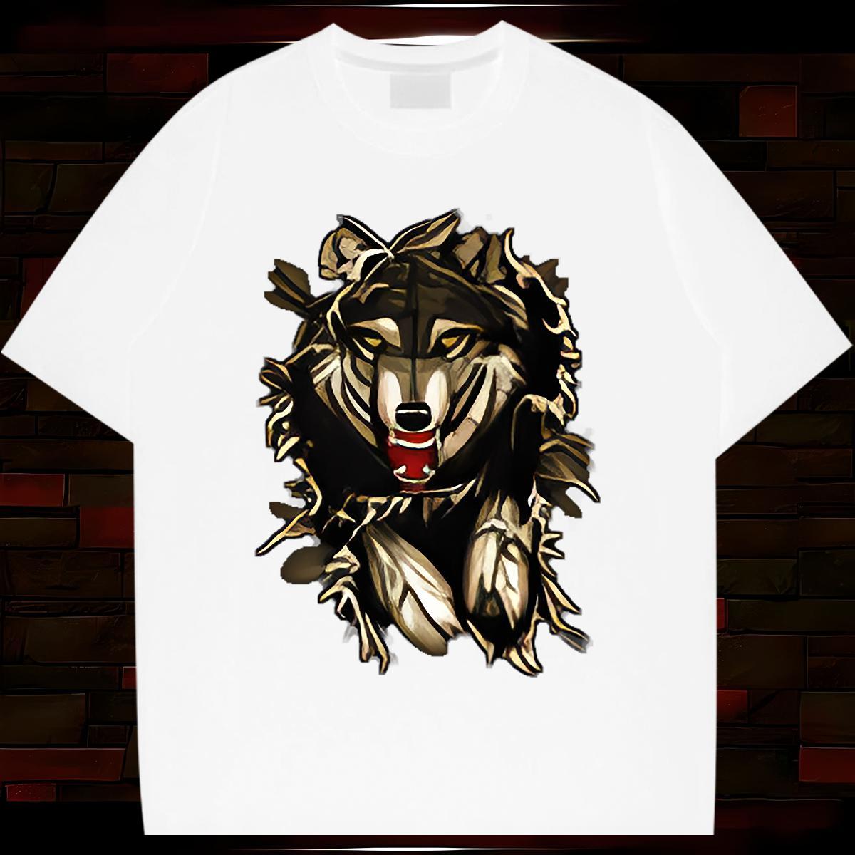 Men T Shirts 230g Pure Cotton wolf Summer Casual Crew Neck Breathable DIY Printed Men Tshirts 2024 Designer Cool Clothes