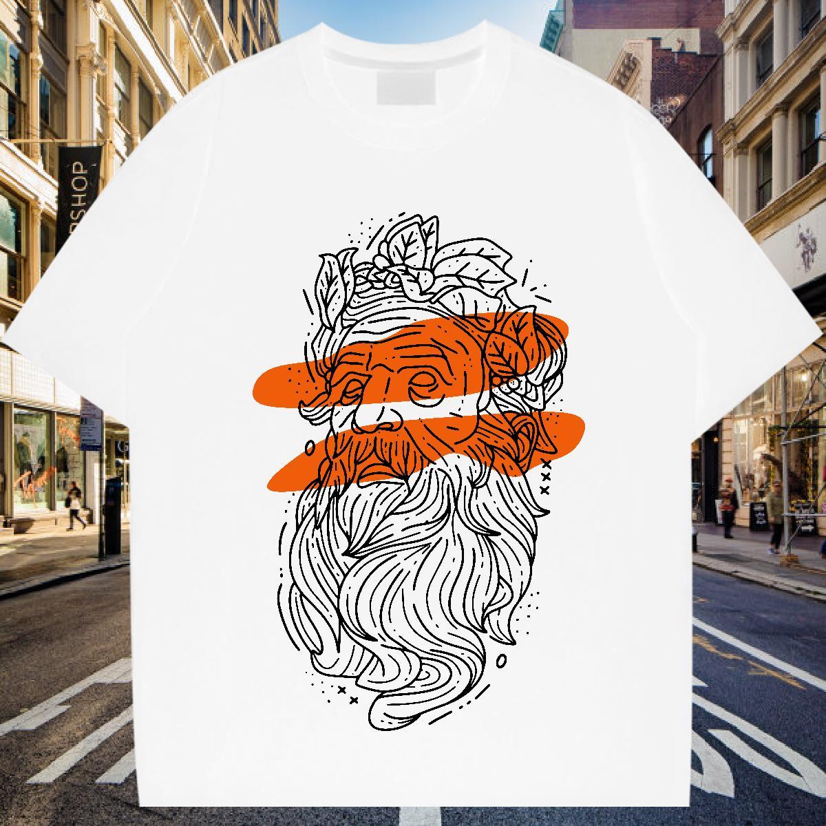 Man T Shirts 230g Pure Cotton portrait Daily Wear Breathable Short Sleeve Graphic Men Tshirts Casual New Cool Design Tops Shirt