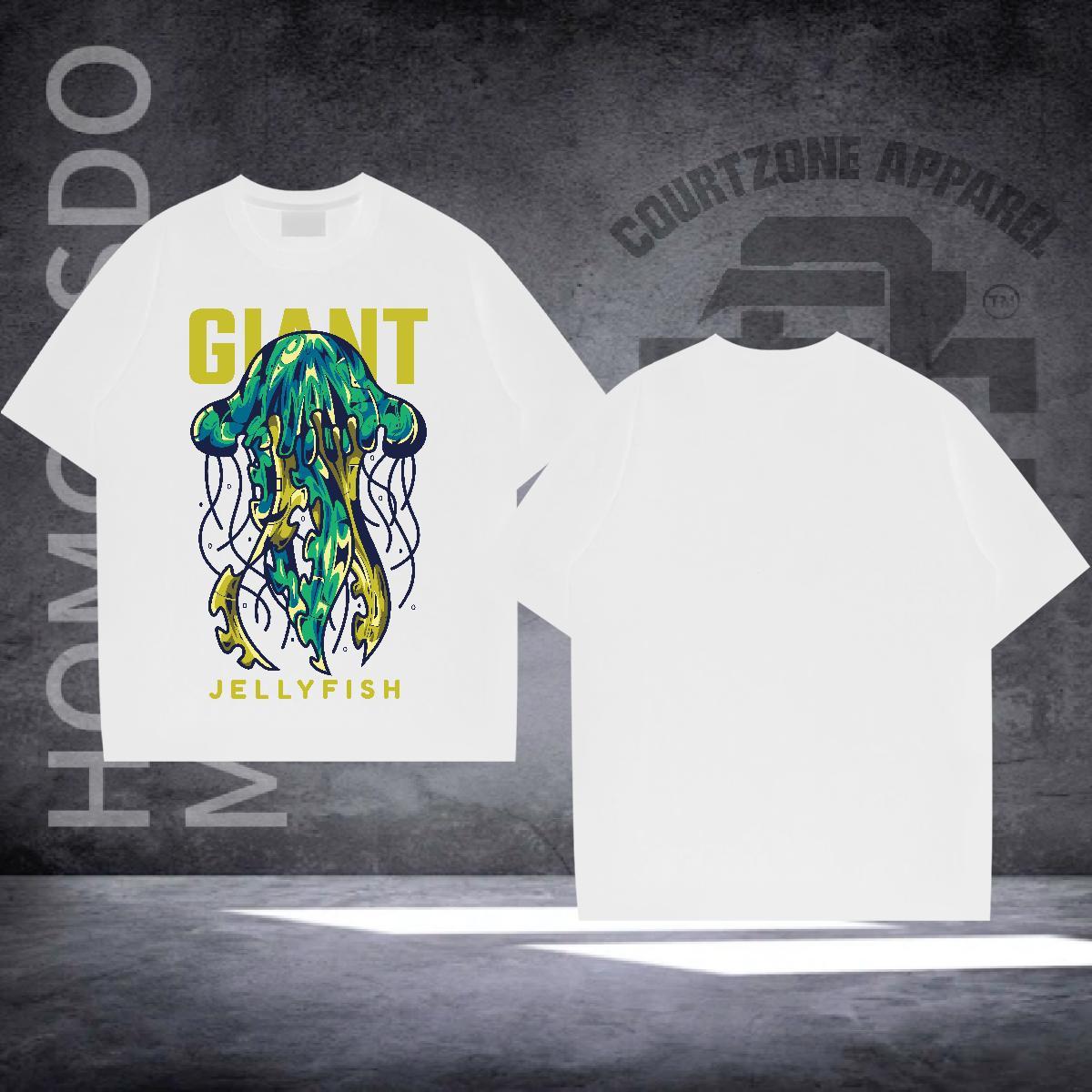 Classic Casual T Shirt For Man 100% Cotton 230g jellyfish Street wear Hip Hop Clothes Short Sleeve Soft Free Shipping Tshirts DIY Anime