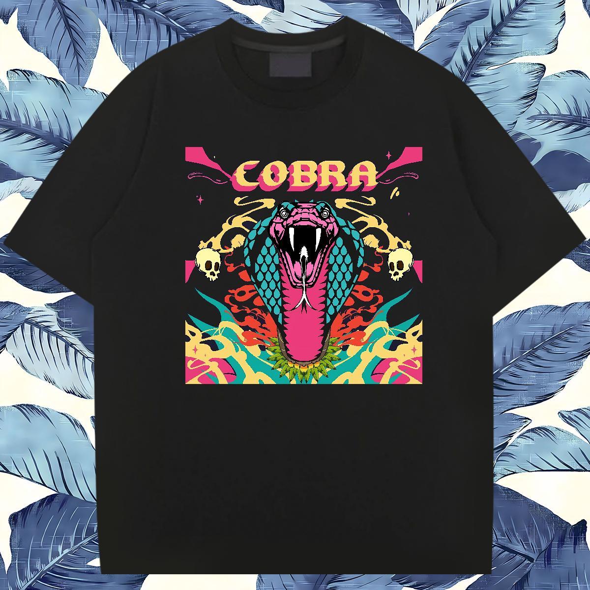 New Arrival Mens T Shirts 230g Cotton snake Summer Casual Polos Breathable Short Sleeve Wholesale Men Tops Tees Anime Print