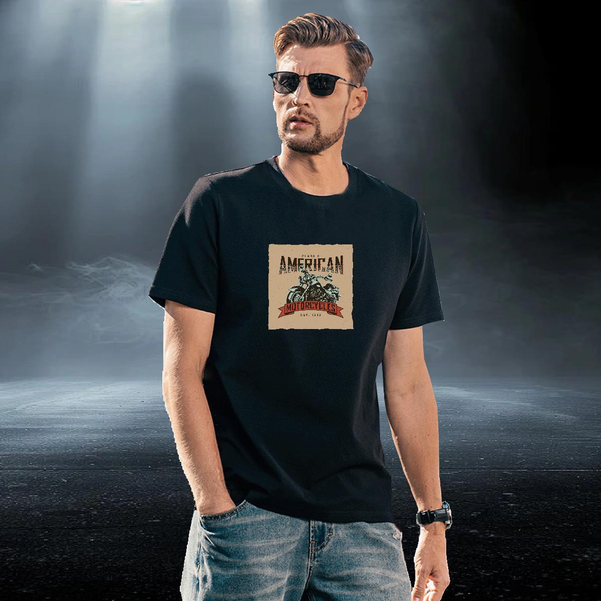 Cool Design Men Tops Tees 100% Cotton 230g Spring Summer Motorcycle DIY Logo Oversized Round Neck Short Sleeve Fashion T Shirt For Man Tshirts