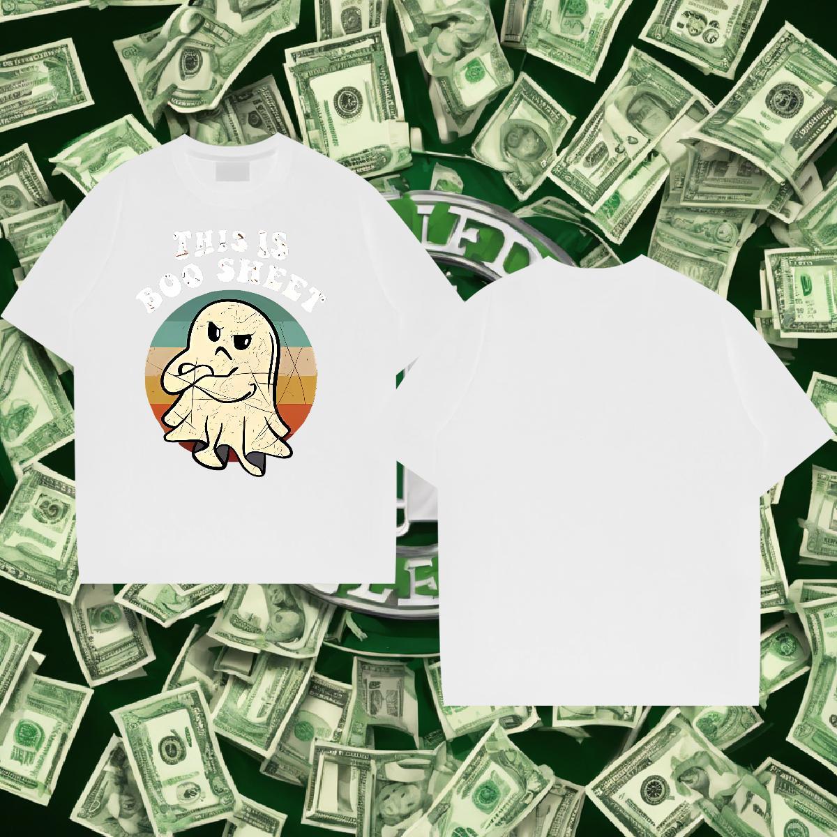 Fashion Casual Mens T Shirts 100% Cotton 230g halloween Home Outdoor Tops Tees Breathable Short Sleeve Wholesale Couples T Shirts Black White