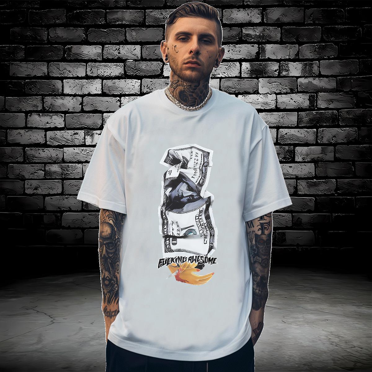 T Shirts Men 100% Cotton 230g money Street Wear Breathable Crew Neck Skull Men Tops Tees Designer Fashion Comfortable Top Tees