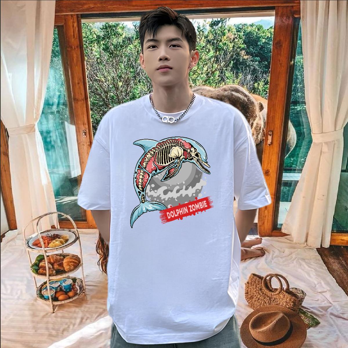 Casual New Man T Shirts 100% Cotton 230g Halloween Street Wear Polos Crew Neck Breathable Soft Men Tees Custom Printing
