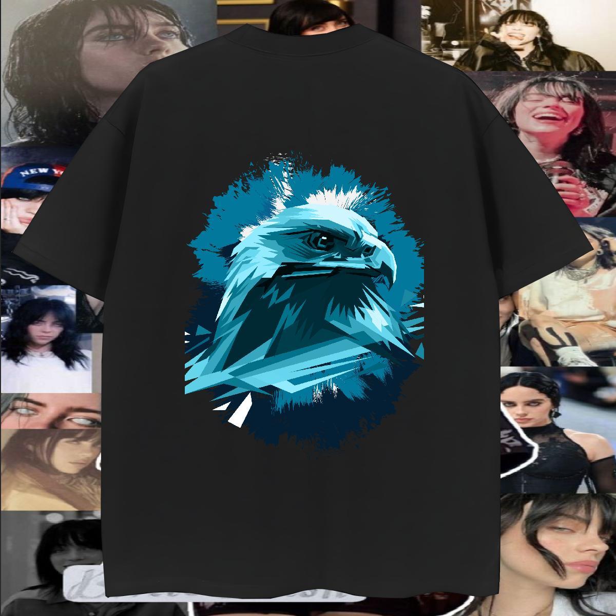 Fashion Casual Man T Shirts 230g Pure Cotton eagle Sport Tops Tees Short Sleeve O-Neck Brand Men Clothes T-Shirt DIY Anime