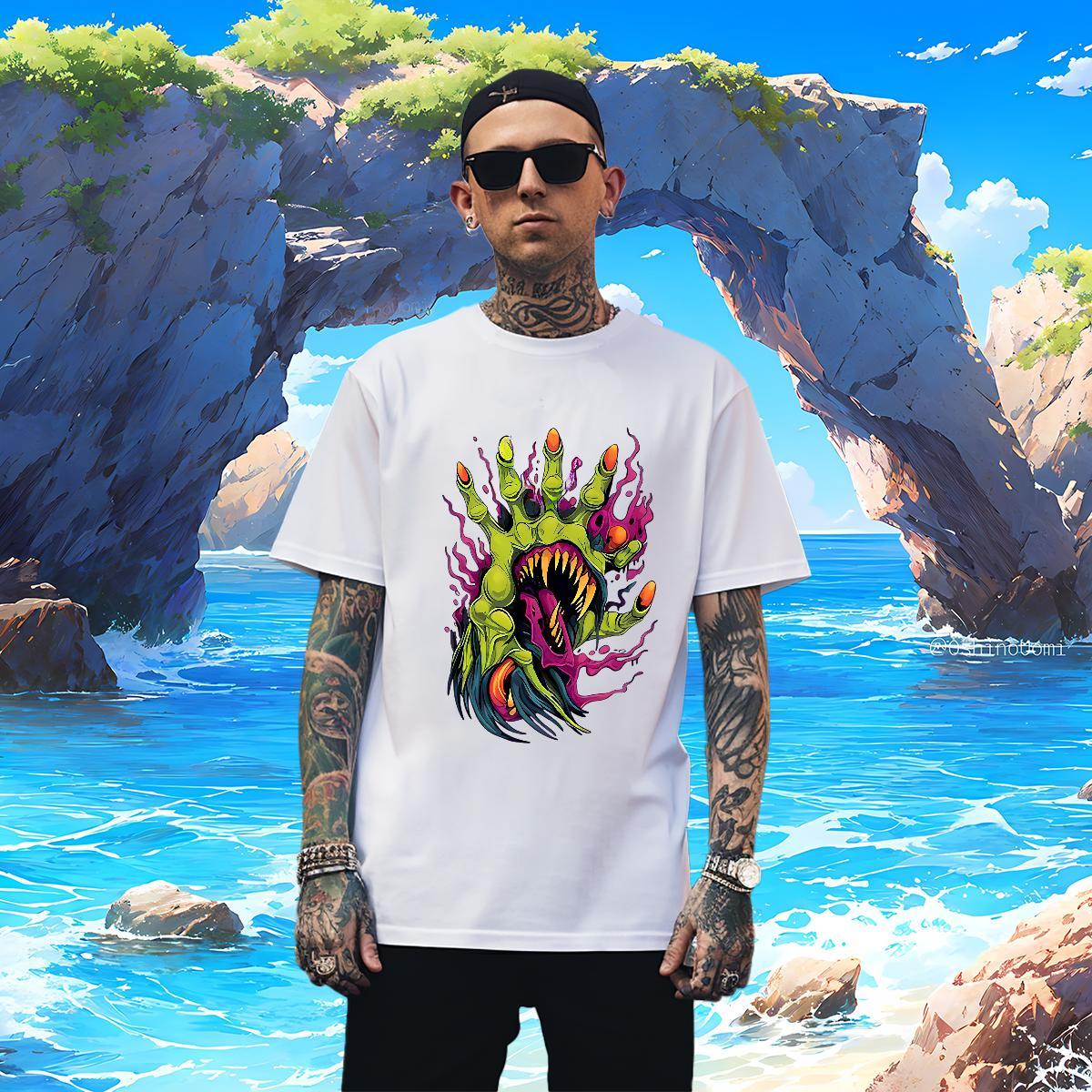 T shirt 230g 100% Cotton scary Street Breathable Soft Floral Print Tshirt for Man Woman Designer Fashion Unisex Tops