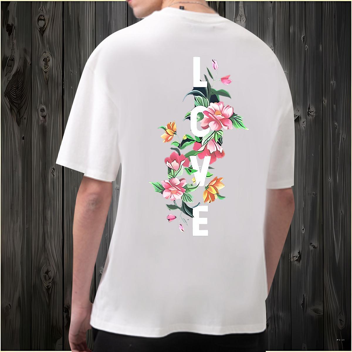 Free Shipping Mens T Shirts 230g Cotton flower Street Casual Clothings Breathable Short Sleeve Wholesale Men Clothes T-Shirt Custom Printed