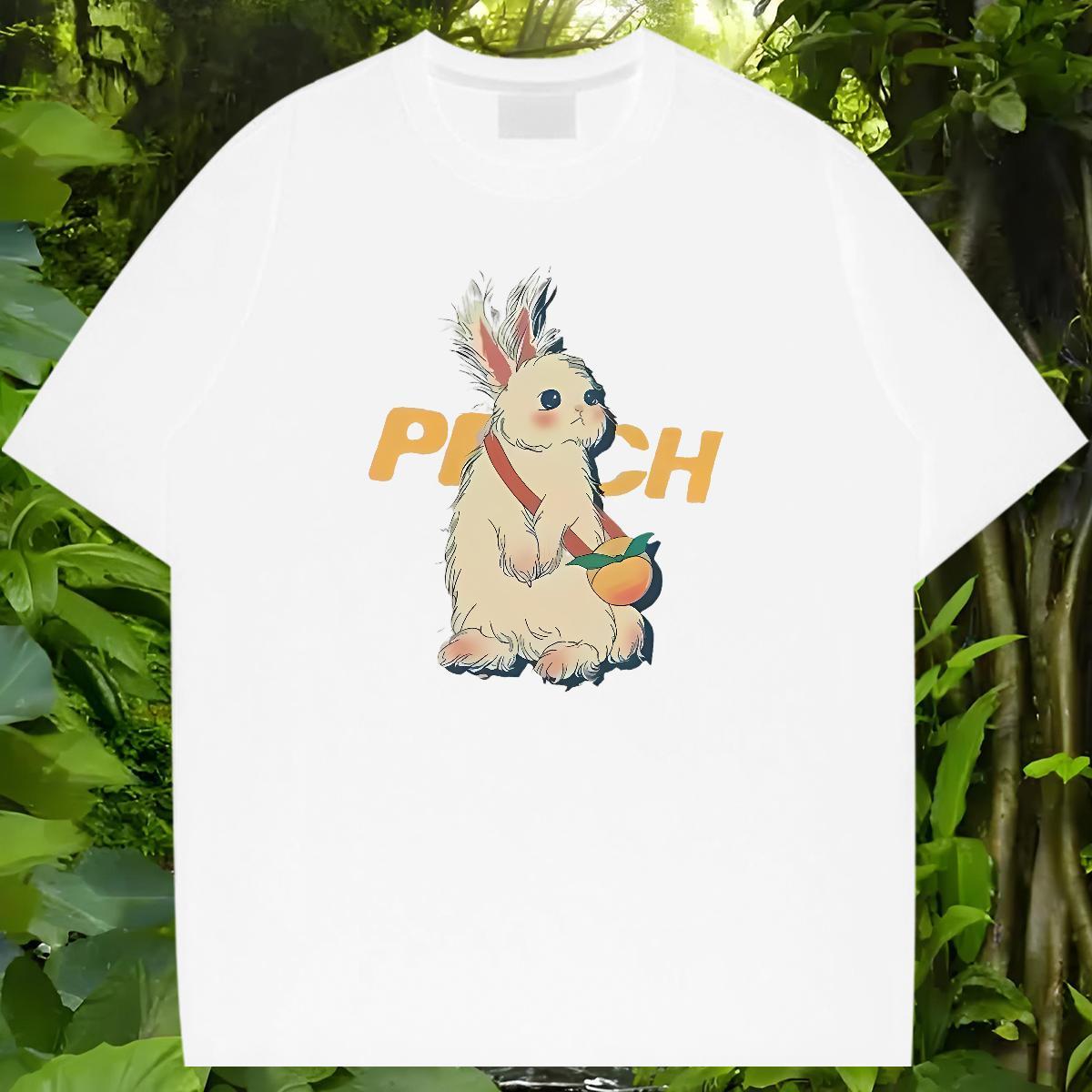 2024 T Shirts Men 100% Cotton 230g rabbit Daily Outfit Wear Crew Neck Breathable Brand Couples T Shirts Custom Printing