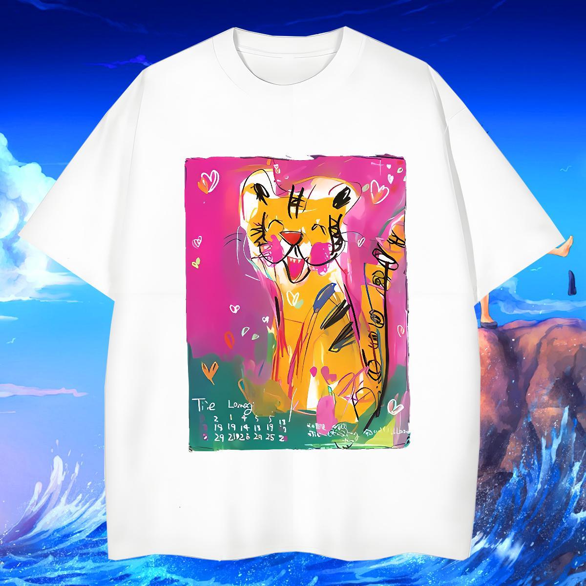 T shirt 230g Cotton tiger Street Wear Breathable Soft Custom Print Plus Size Tshirt for Man Woman Fashion New Free Shipping Tops Tees