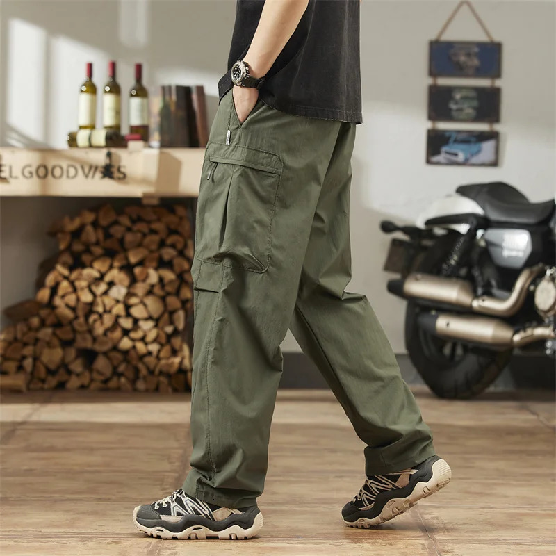 Casual Pants Man Summer Multiple Pockets Cargo Y2k Baggy Thin Trousers Outdoor Hiking Workout Streetwear 240806