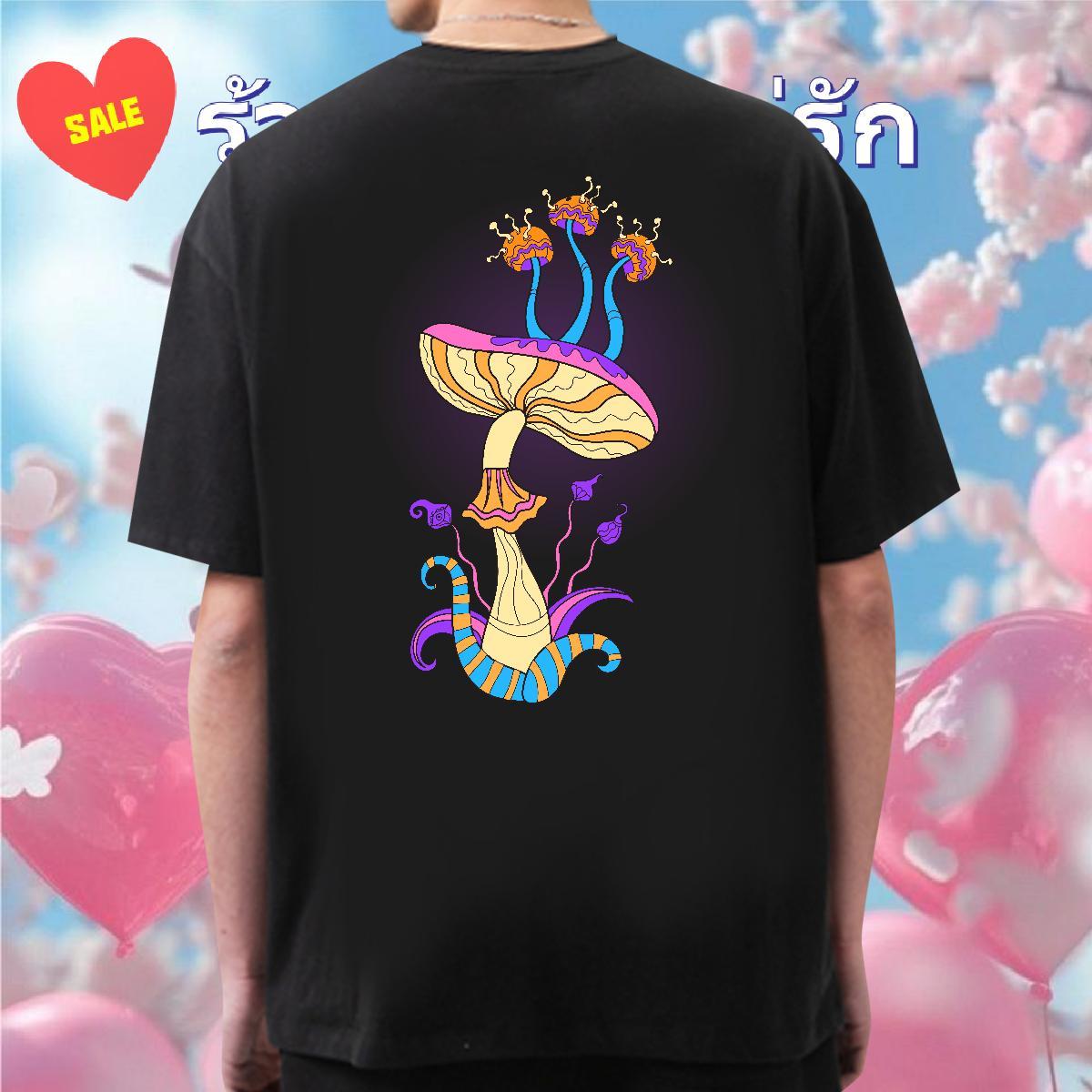 Free Shipping Men T Shirts 230g 100% Cotton mushroom Hip Hop Street Tops Shirt O Neck Short Sleeves Soft Men Clothes T-Shirt Custom Print Oversized