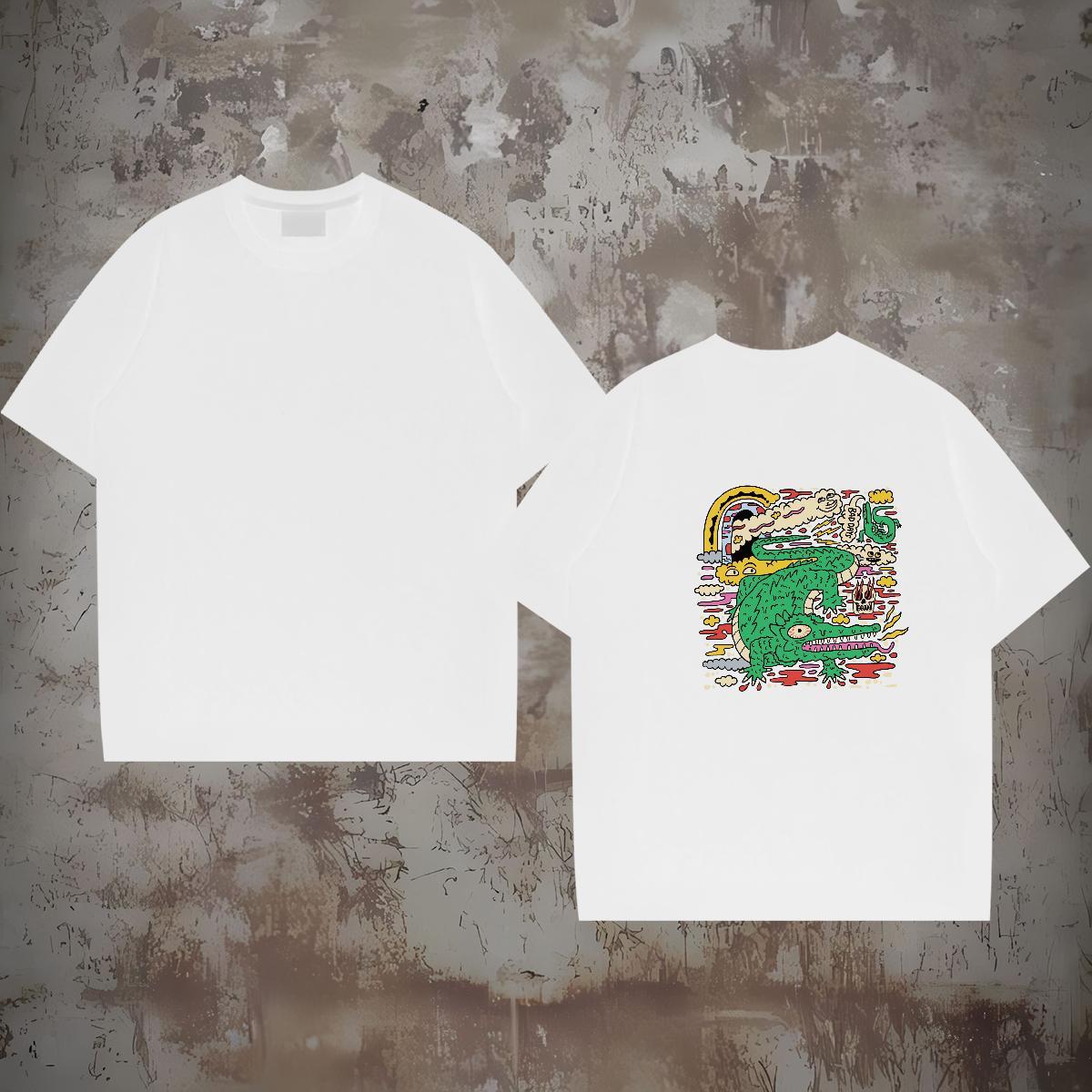 Customized Men T Shirts 230g 100% Cotton crocodile Casual Daily Wear Tees Pure Cotton Soft Mens Tshirts Custom Print Plus Size