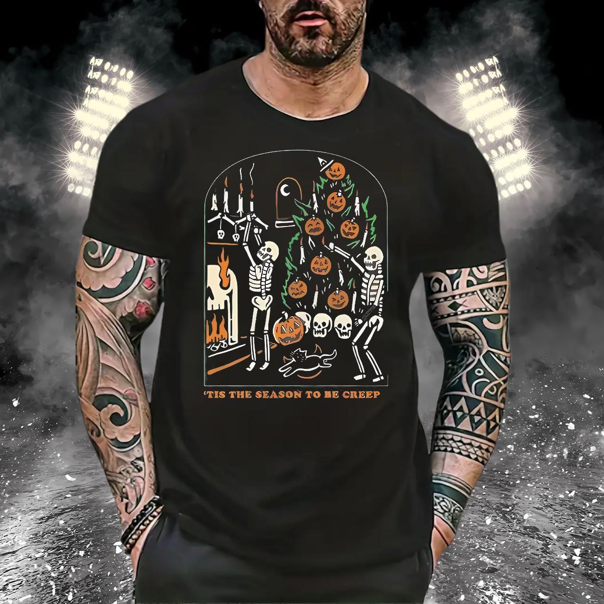 Free Shipping Couples T Shirts 230g Cotton pumpkin Mens T Shirts Street Wear Breathable Skull 2024 DIY Clothes