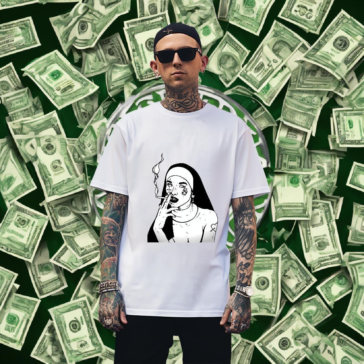 T Shirts Men 230g 100% Cotton nun Sports Casual Short Sleeve Soft Plus Size Cartoon Couples T Shirts New Wholesale Tops Shirt