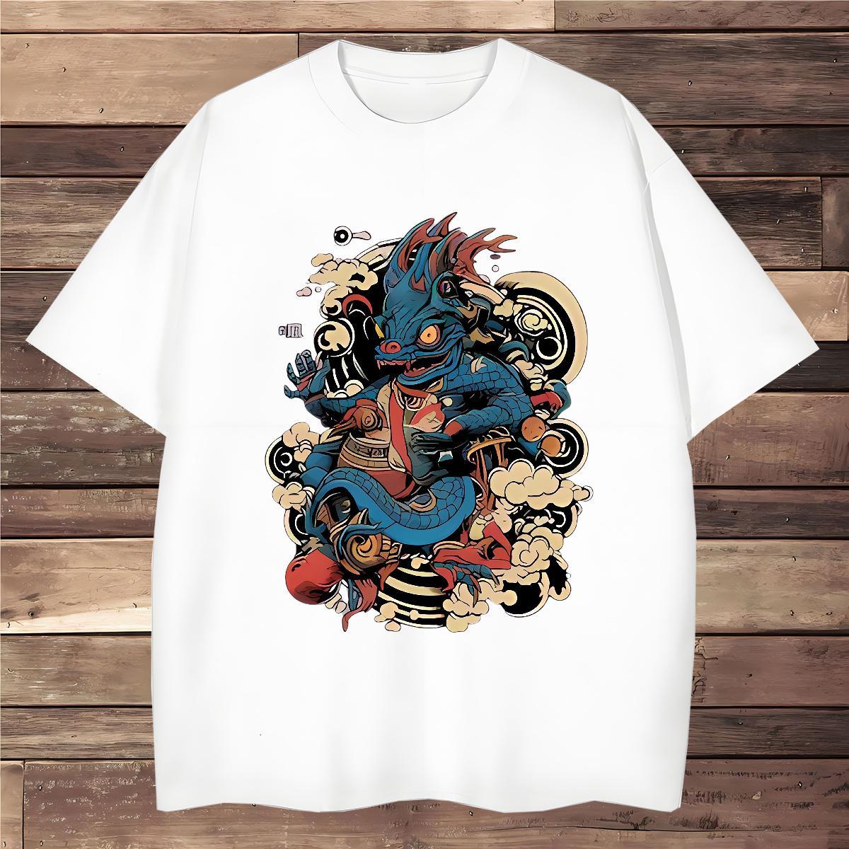 T-Shirts 230g Pure Cotton Street Crew Neck Floral Print Men Tops Tees Brand Free Shipping Clothes