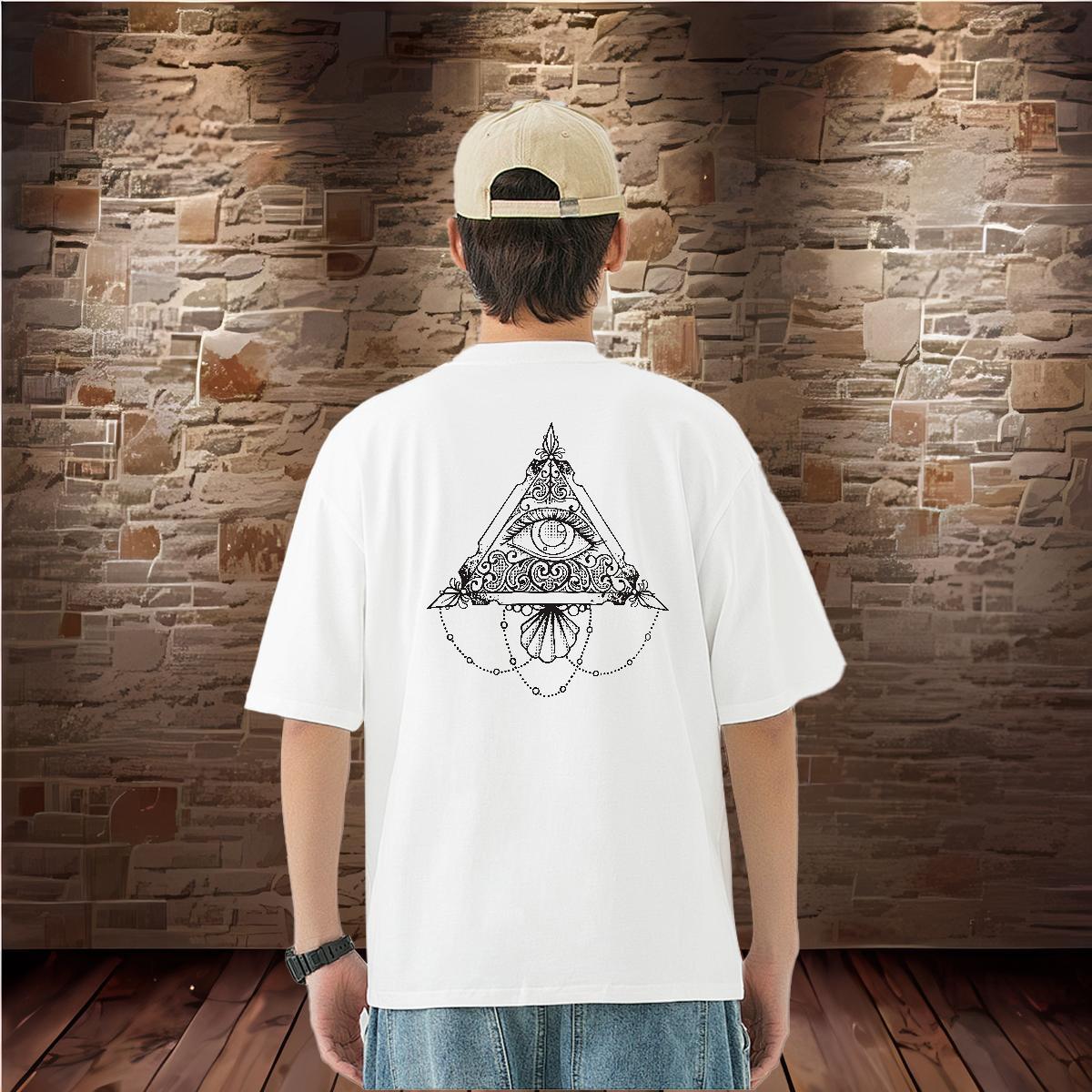 Factory Direct T-Shirts for Men eye of the devil Wear 230g Pure Cotton Spring Summer Loose Fit Black Oversized Short Sleeve Soft Men Clothes T-Shirt