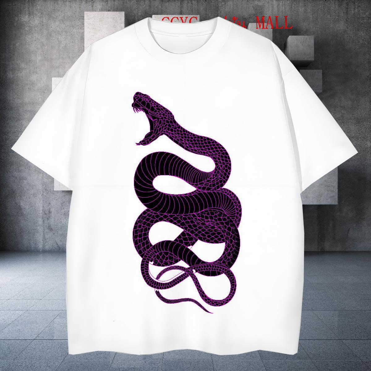 Cool Mens Tshirts 230g Cotton Spring Summer snake DIY Anime Pure Cotton 2024 DIY T-Shirts for Men Polos