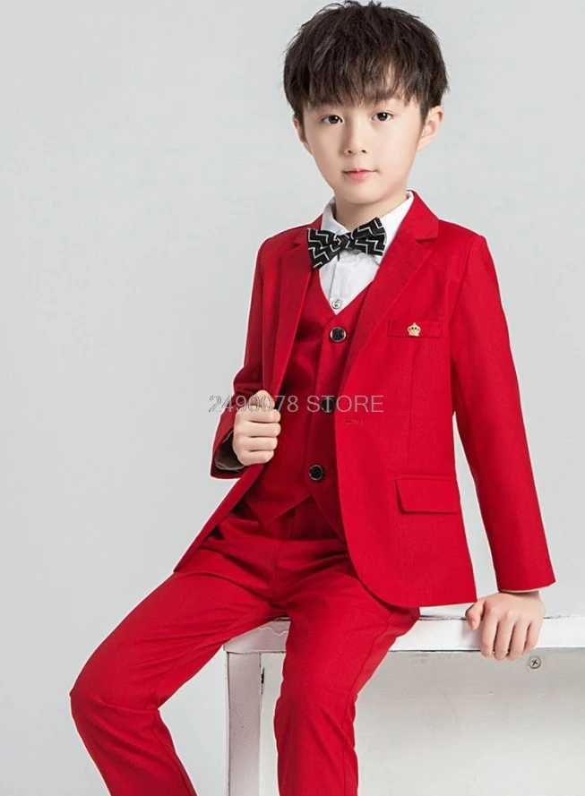 Suits Kids sets for boys Brand Children Suit Kids Formal Birthday Dress Weddings Clothe Set Baby jacket Vest Pants bowtie 4pcs Suit