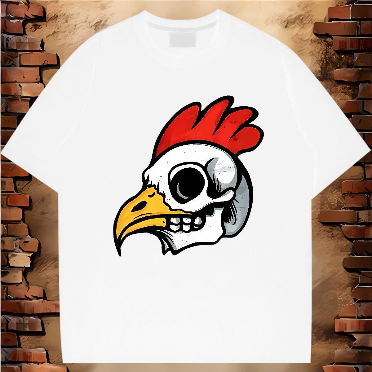 Men T Shirts 230g Pure Cotton chicken High Street Hip Hop Crew Neck Breathable Floral Print Men Clothes T-Shirt New Arrival Designer Wear