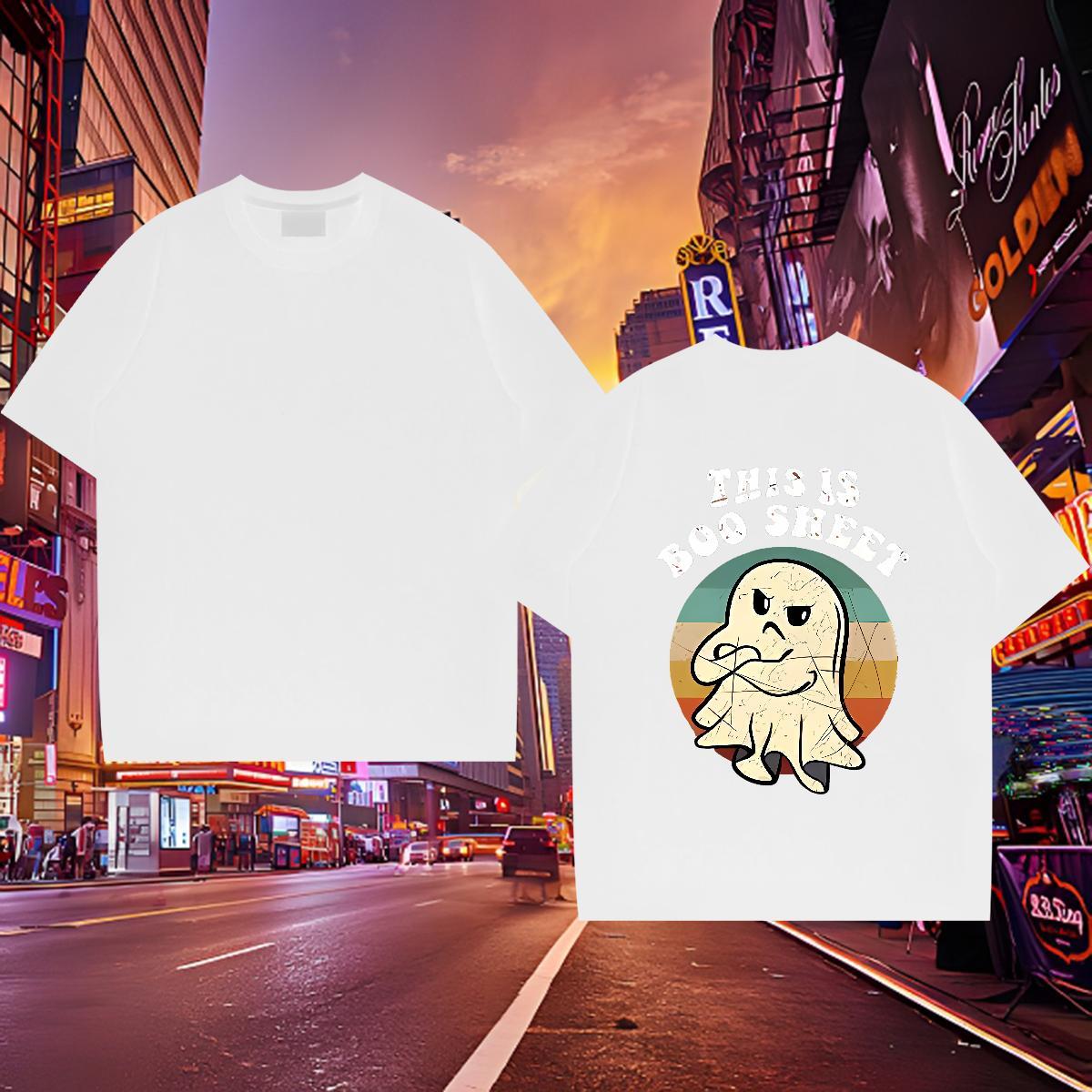 Soft Mens Tshirts 230g 100% Cotton halloween Man T Shirts Sport Round Neck Short Sleeve DIY Anime Brand Top Tees