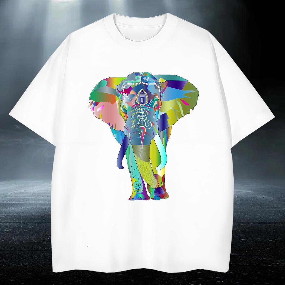 Loose Mens Tshirts 230g Cotton Casual Daily Wear Elephant Plus Size Custom Crew Neck Breathable 2024 New T Shirt For Man Tee Shirt