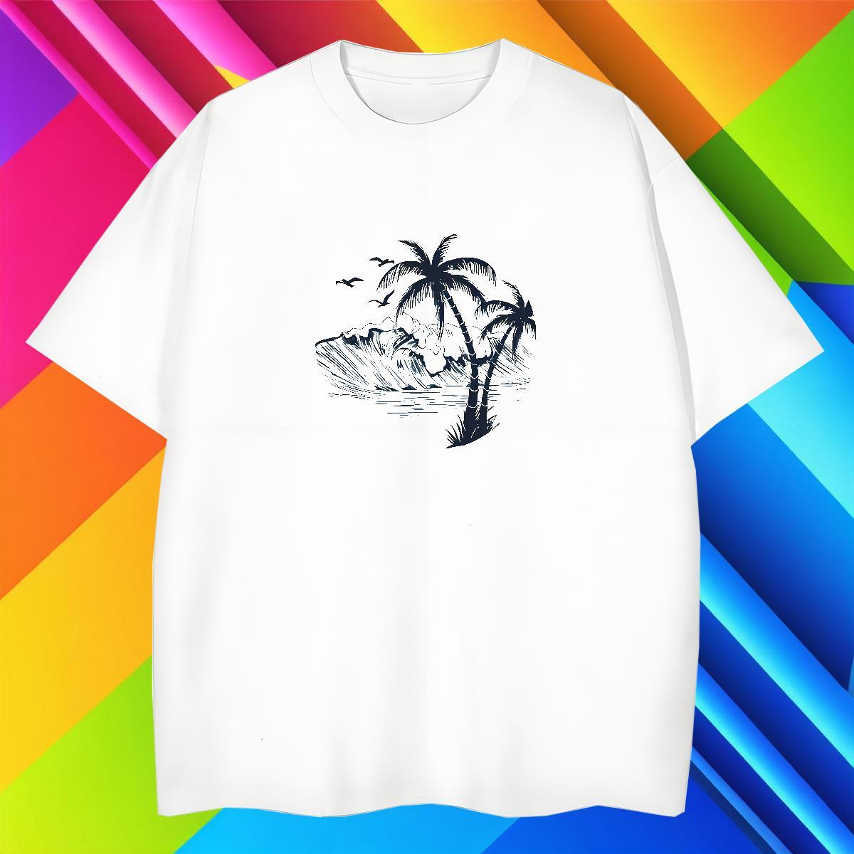 Loose Men Clothes T-Shirt 230g 100% Cotton Street sea Anime Print Short Sleeve O-Neck Casual New T shirt Tees