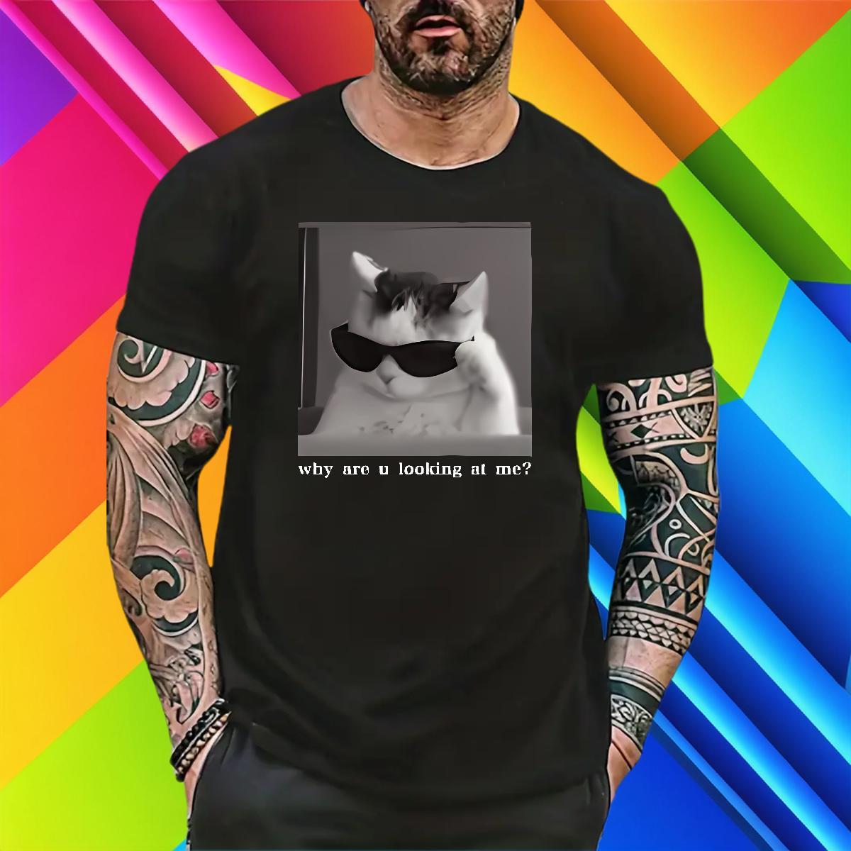 T Shirts Men 100% Cotton 230g cat Daily Wear Round Neck Short Sleeve Plus Size Custom Tshirt for Man Woman 2024 New Cool Design Clothes