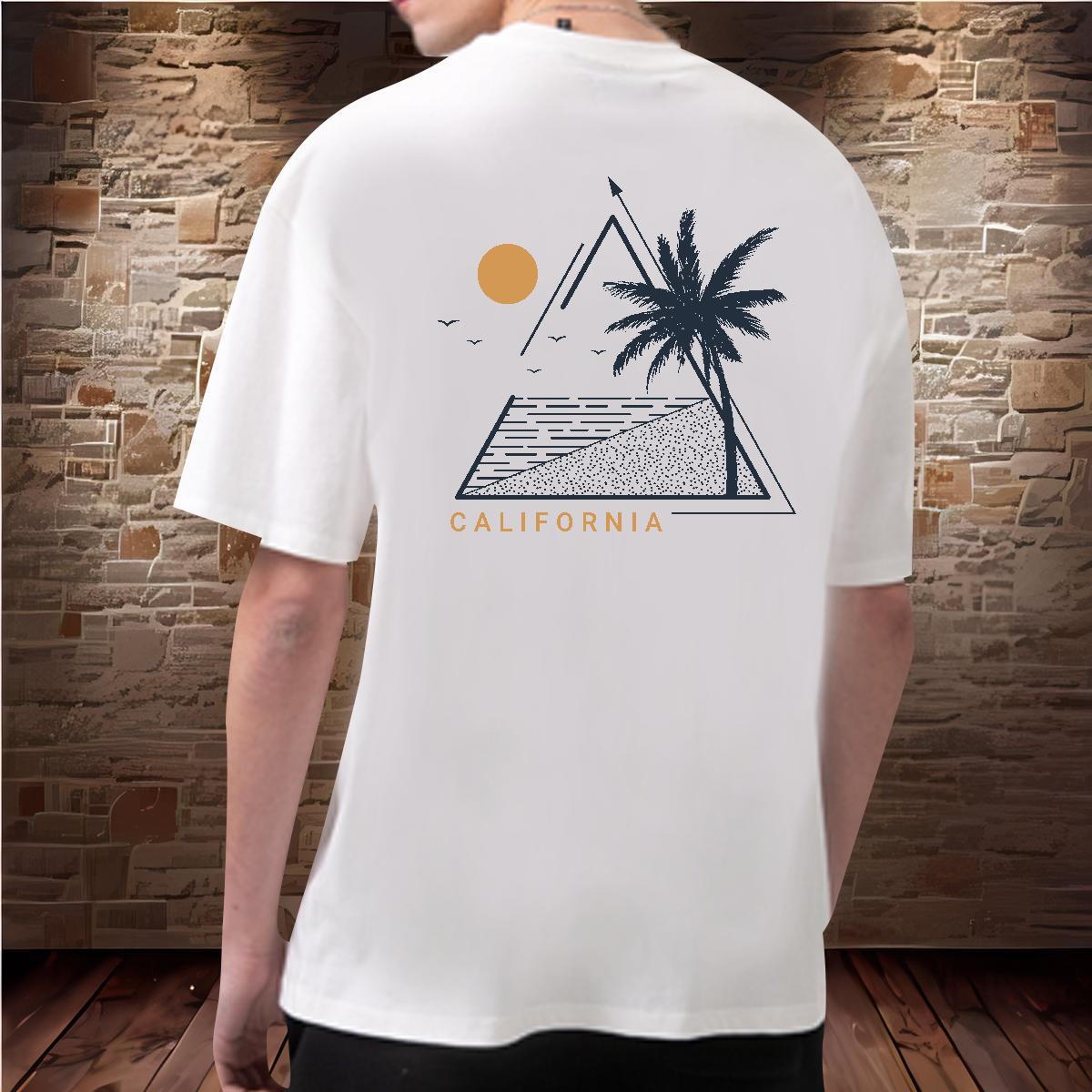Fashion T-Shirts 230g Pure Cotton sea Outdoor Tops Tees Breathable Crew Neck Cool Men Clothes T-Shirt Black Oversized