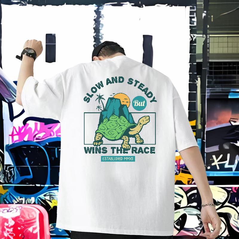 New T shirt 230g Cotton Hip Hop Tops Round Neck Short Sleeve High Quality Men Tees Asian Size