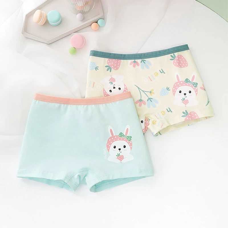 2 pieces/batch of childrens underwear cotton beautiful cartoon rabbit print childrens underwear girls children boxing breathableW240715